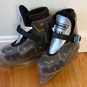 Bauer Kids Ice Skates - Black and Silver with Yellow Accents